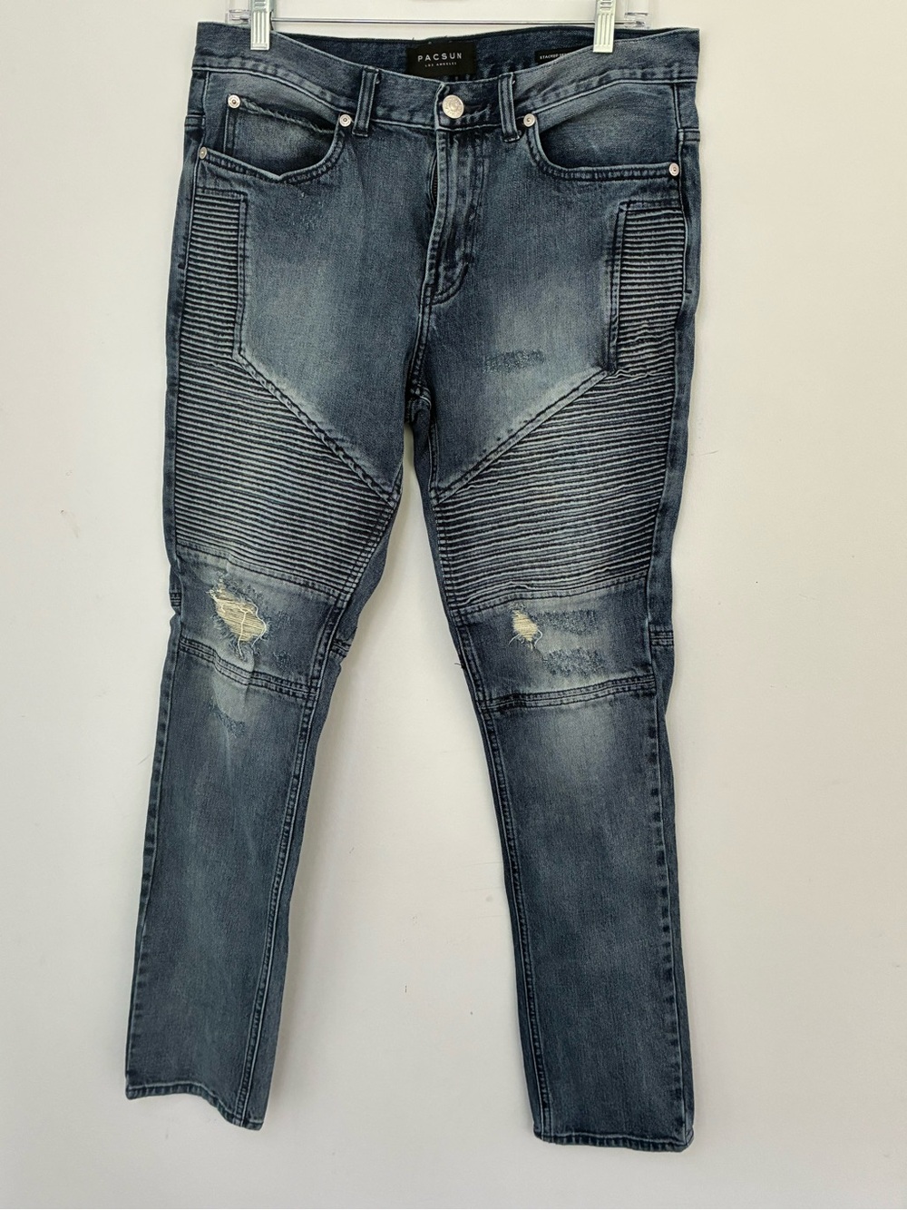 PacSun Men's Skinny Biker Jeans in Washed Black